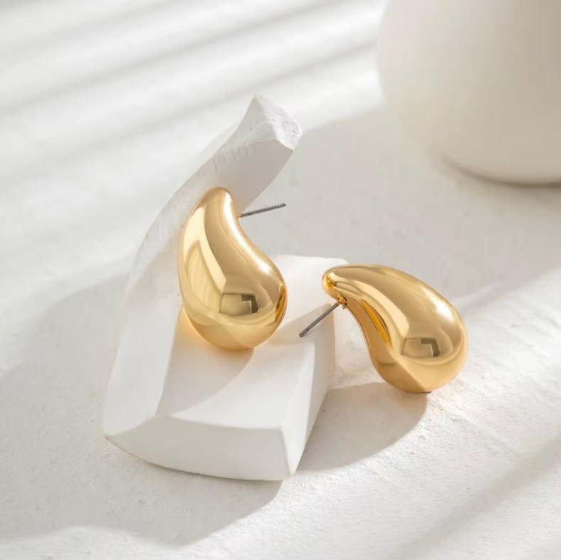 Orecchini a cerchio a forma di goccia in Argento placcato oro - Oro