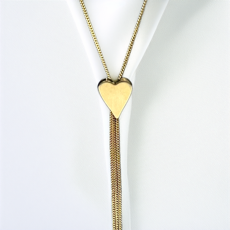 Collana catenina a Y artigianale in argento 925 con ciondolo a forma di cuore in oro