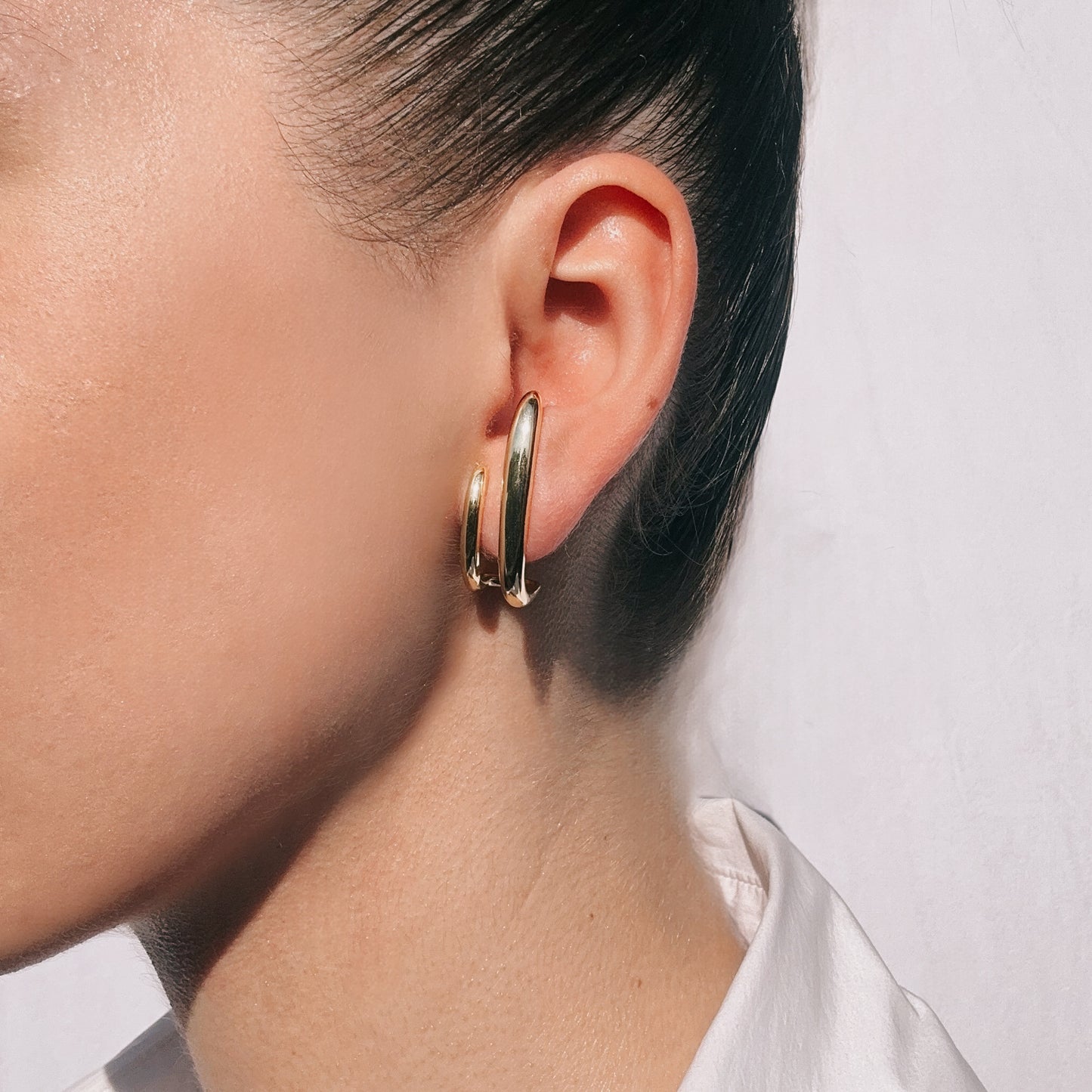 Orecchini artigianali design moderno e allungato - Argento