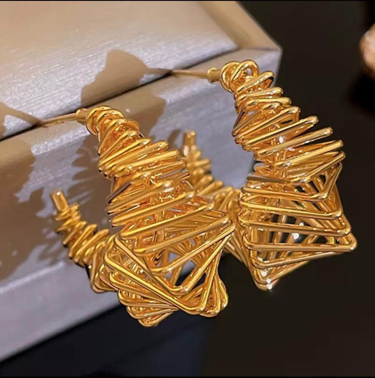 Orecchini a perno geometrici in argento Sterling 925 Intrecciato