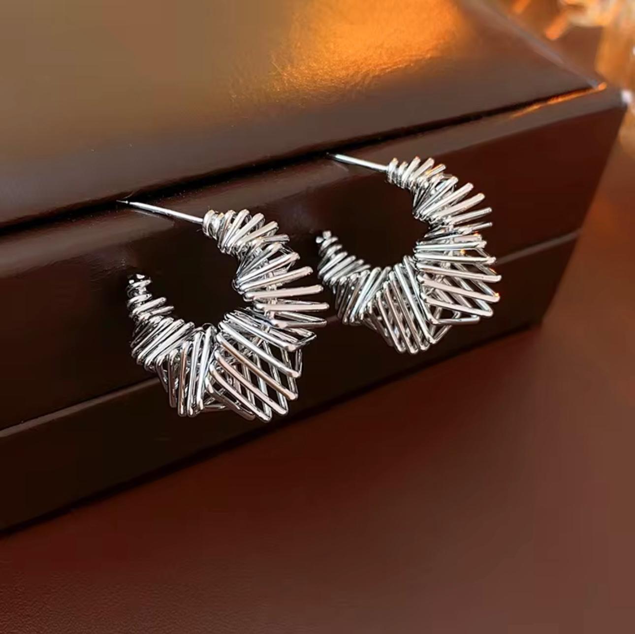 Orecchini a perno geometrici in argento Sterling 925 Intrecciato