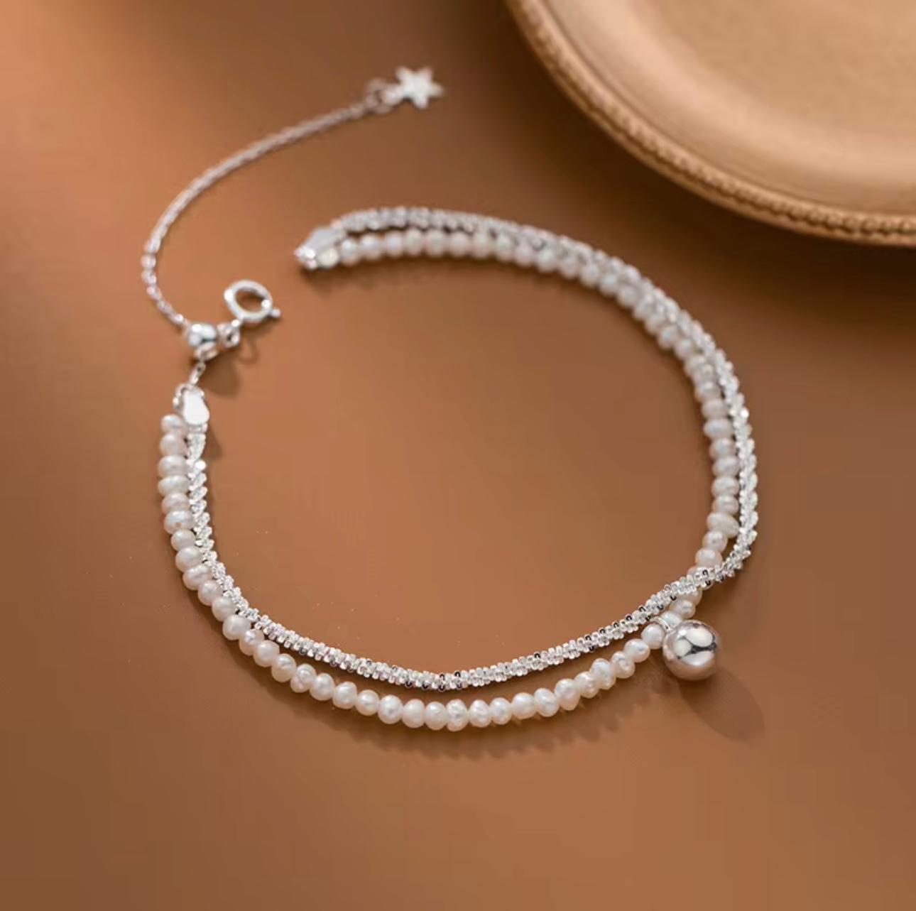 Bracciale in argento 925 con perle d'acqua dolce