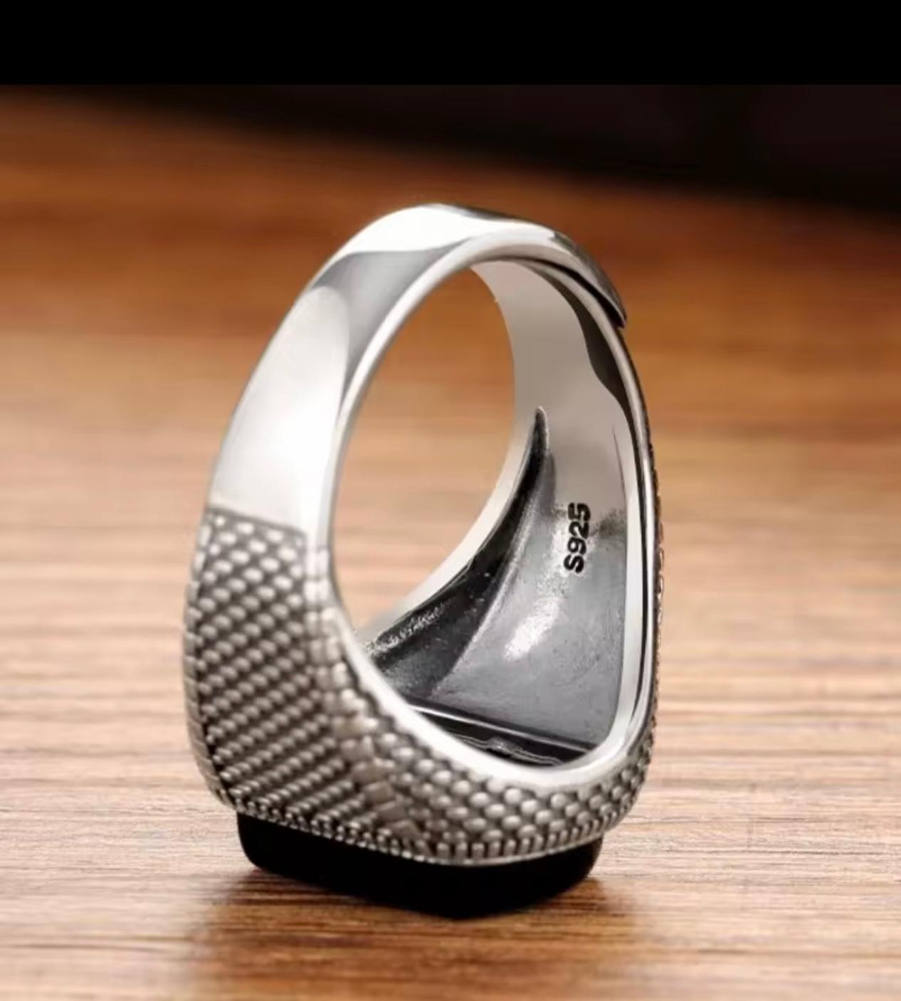 Anello classico agata nera