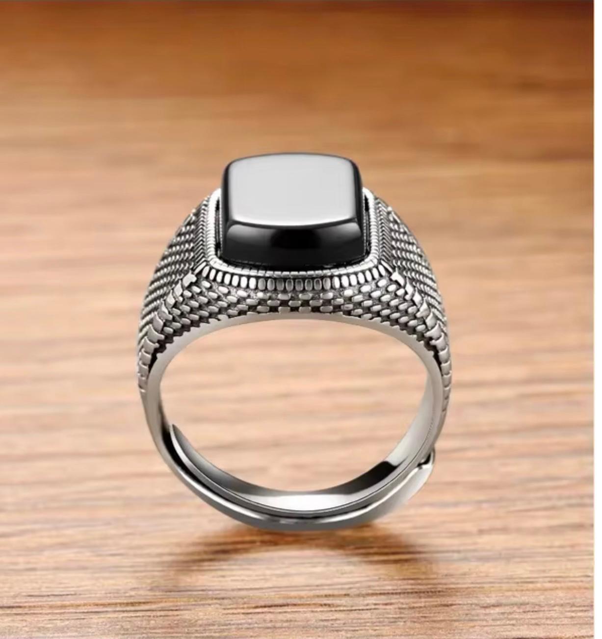 Anello classico agata nera