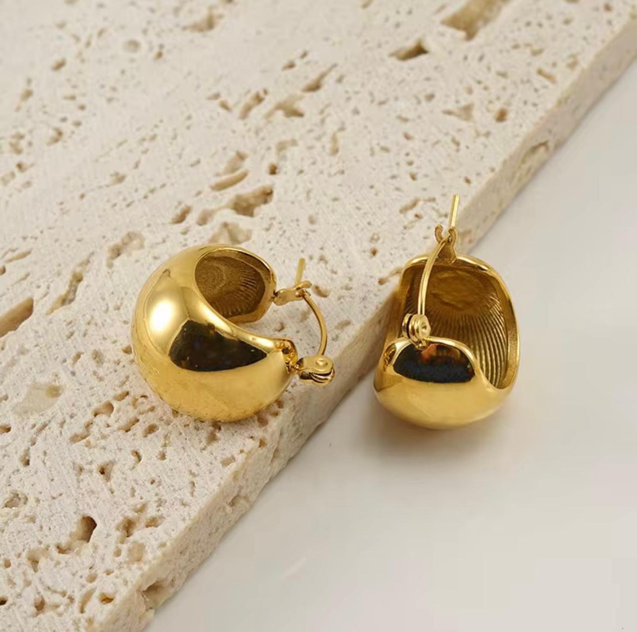 Orecchini a cerchio a forma di goccia in Argento galvanizzato oro - Argento