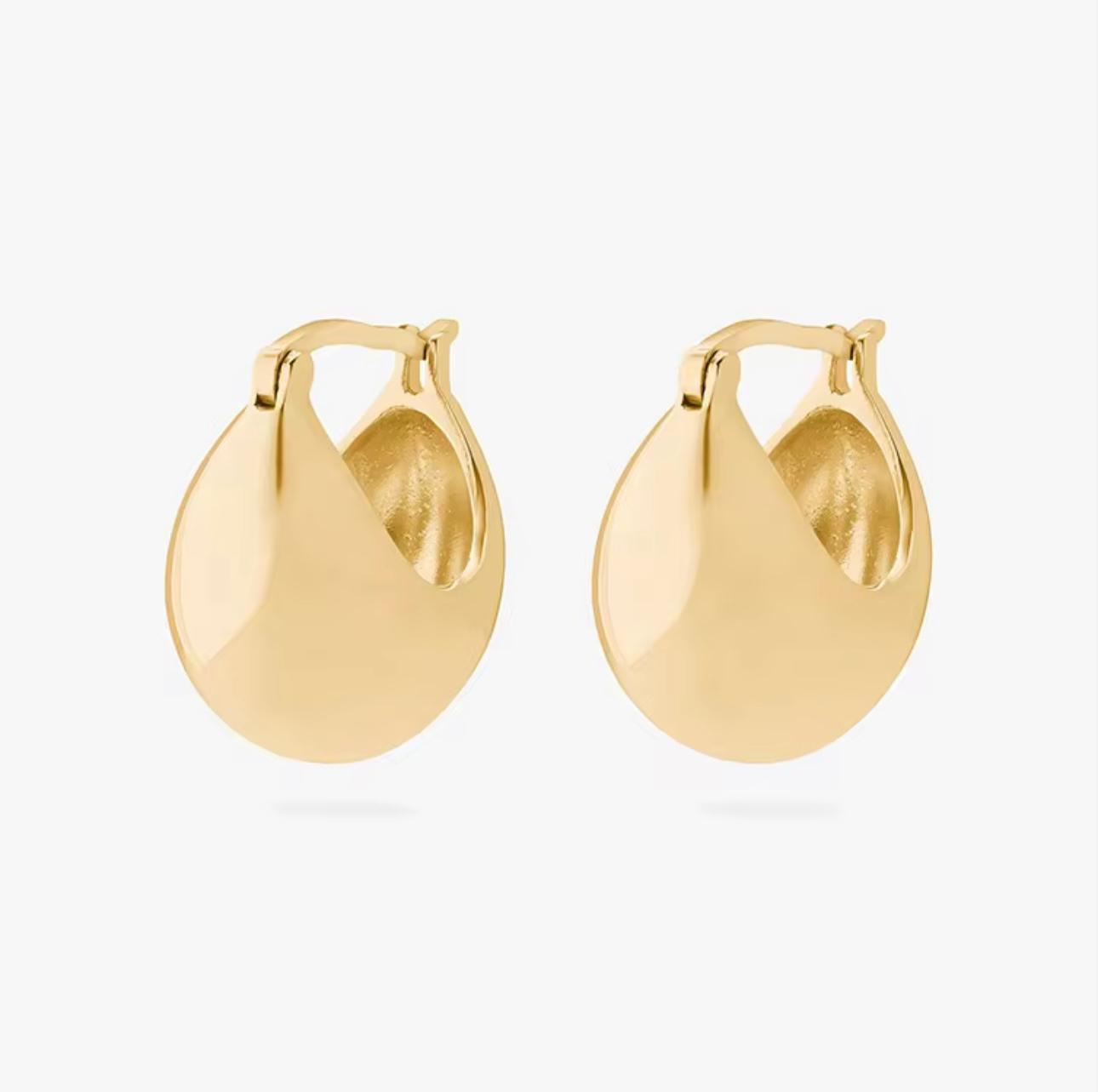 Orecchini a cerchio a forma di goccia in Argento galvanizzato oro - Argento
