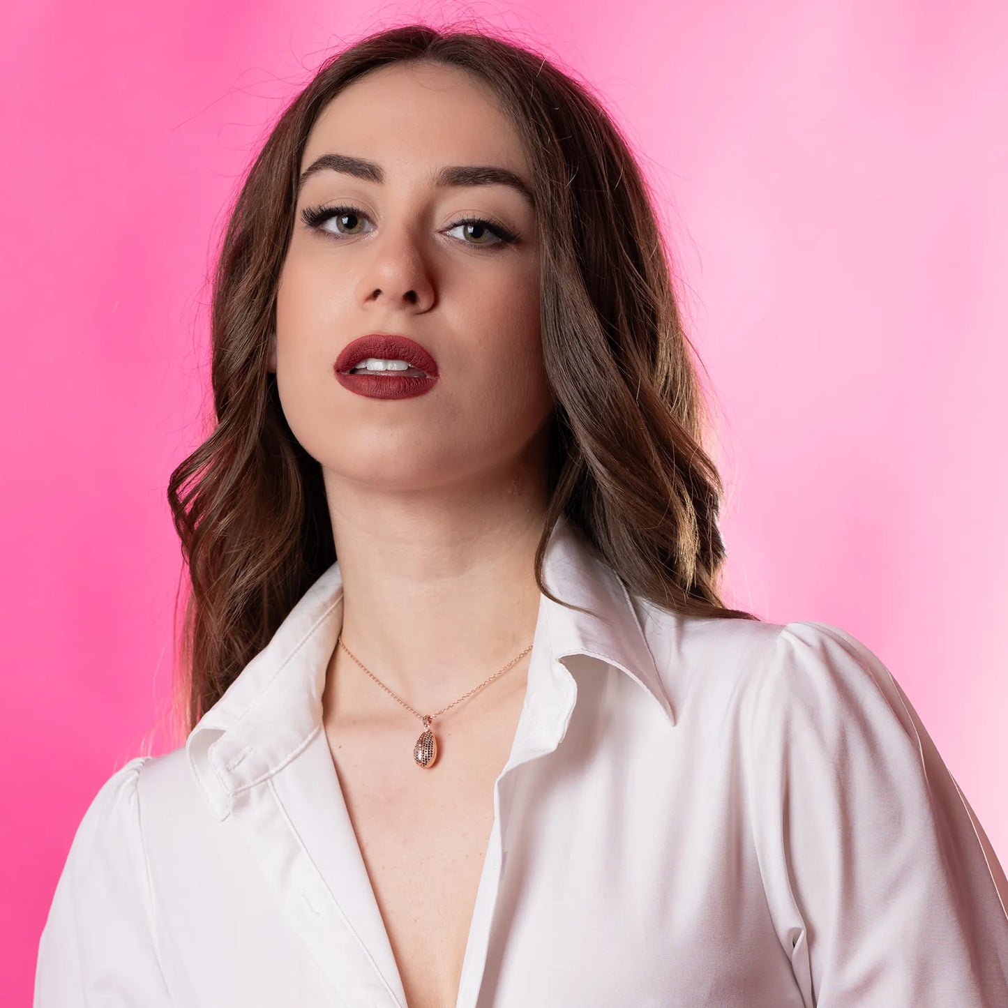 Collana con ciondolo in argento e oro rosa