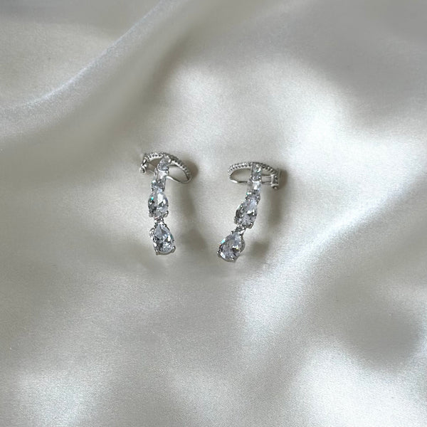 Handmade Silver Ear Cuff Earrings with Zircons