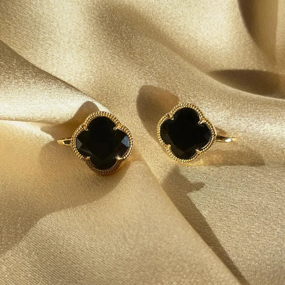 Orecchini a fiore incorniciati in argento galvanizzato oro