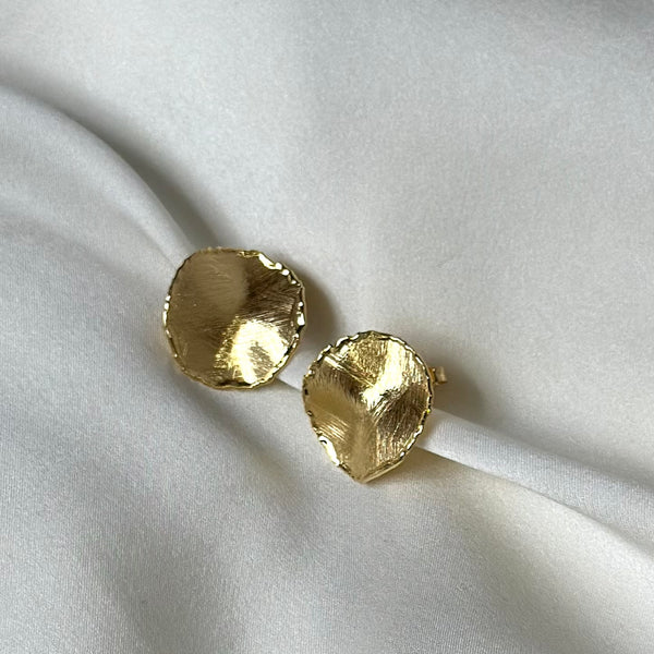 Handmade sterling silver irregular round earrings