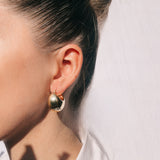 Gold plated sterling silver drop hoop earrings - Sterling Silver