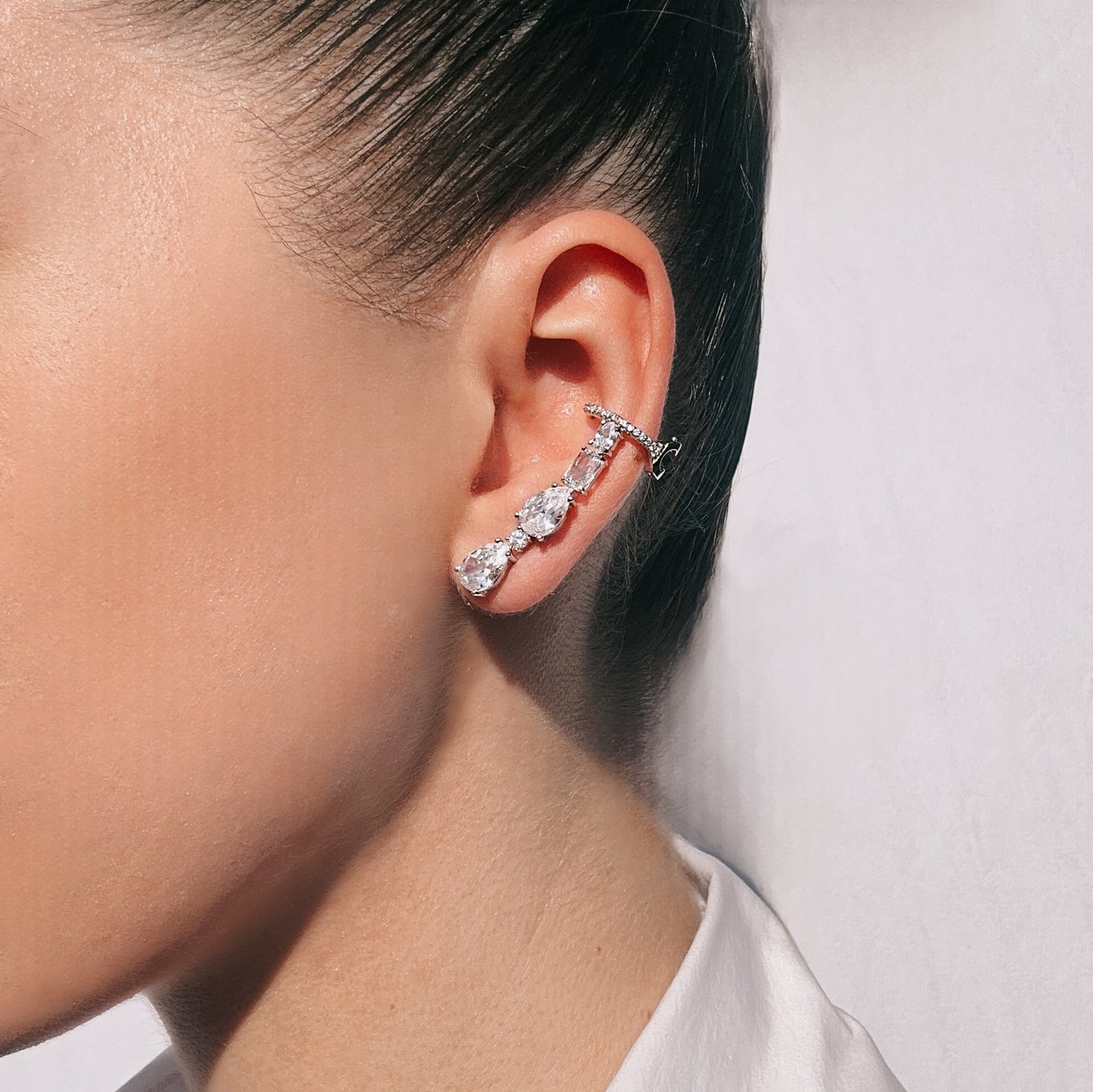 Orecchini artigianali in Argento con zirconi Ear Cuff - Elite Bijoux