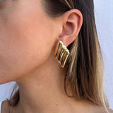Handmade rhombus design silver earrings