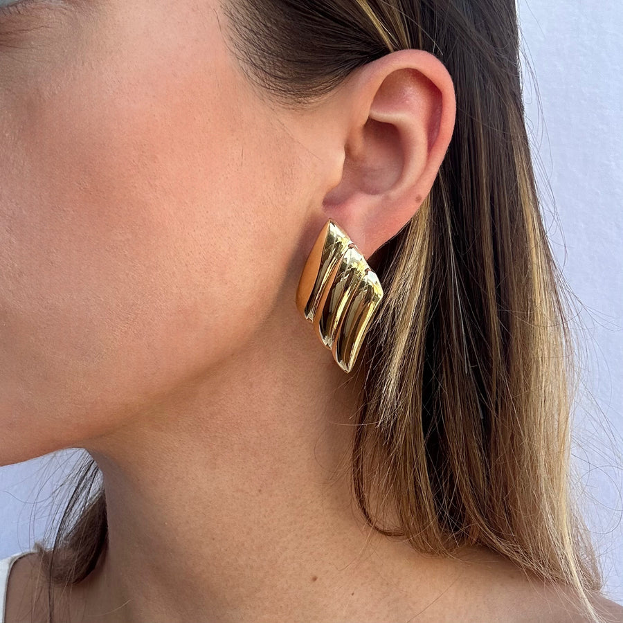 Handmade rhombus design silver earrings