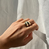 Handmade sterling silver double circular design ring