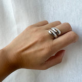 Handmade sterling silver double circular design ring