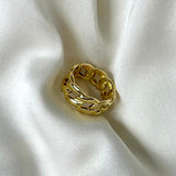 Handmade gold-plated sterling silver chain design ring