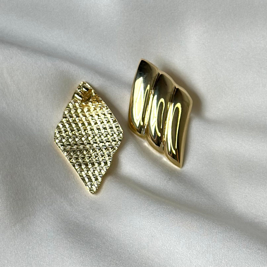 Handmade rhombus design silver earrings