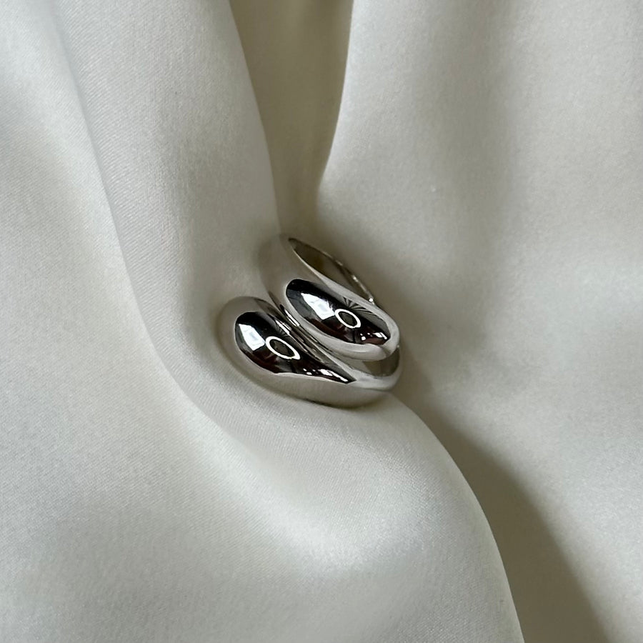 Handmade sterling silver double circular design ring