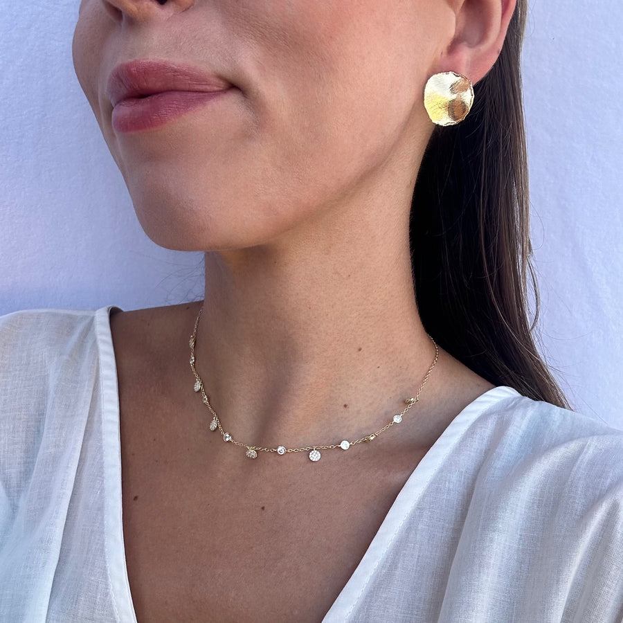 Handmade sterling silver irregular round earrings