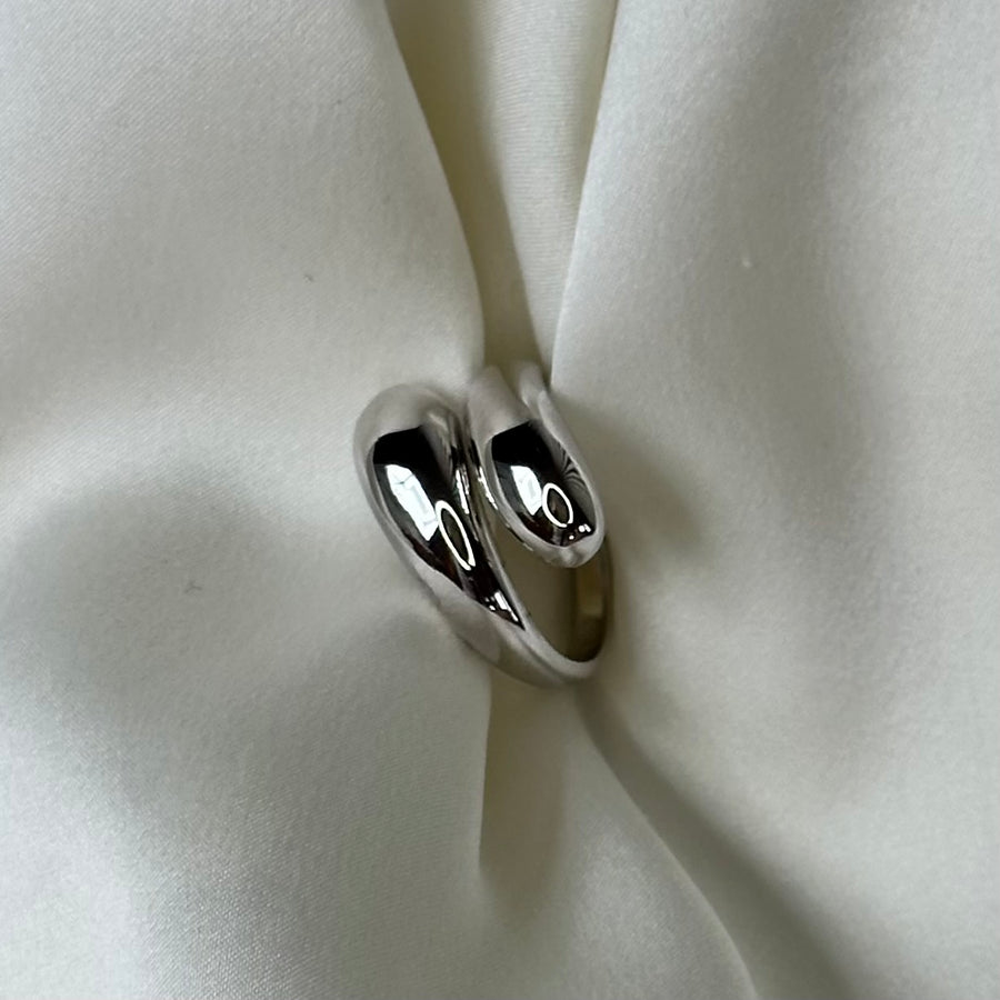 Handmade sterling silver double circular design ring