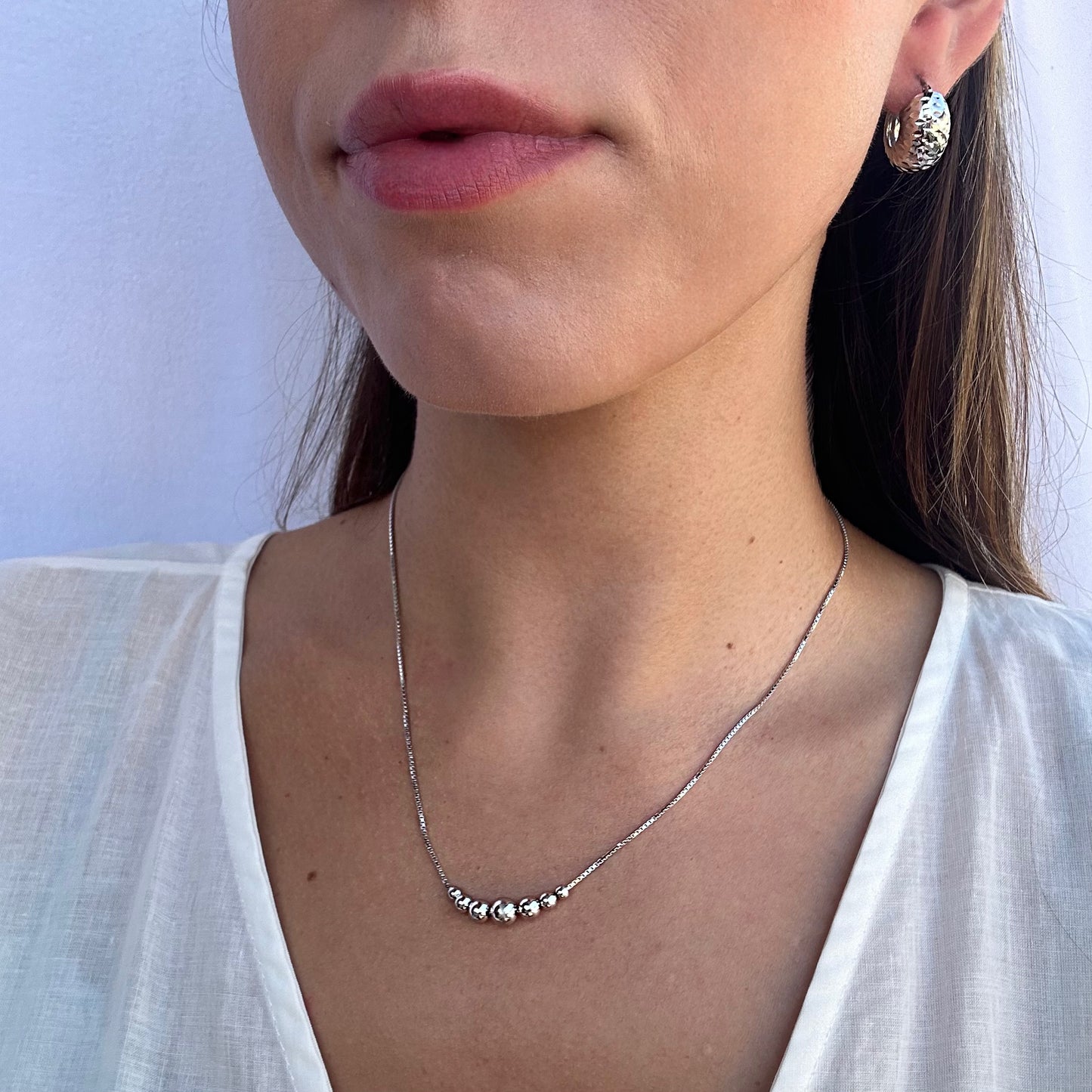 Collana sottile con sfere in argento - Elite Bijoux