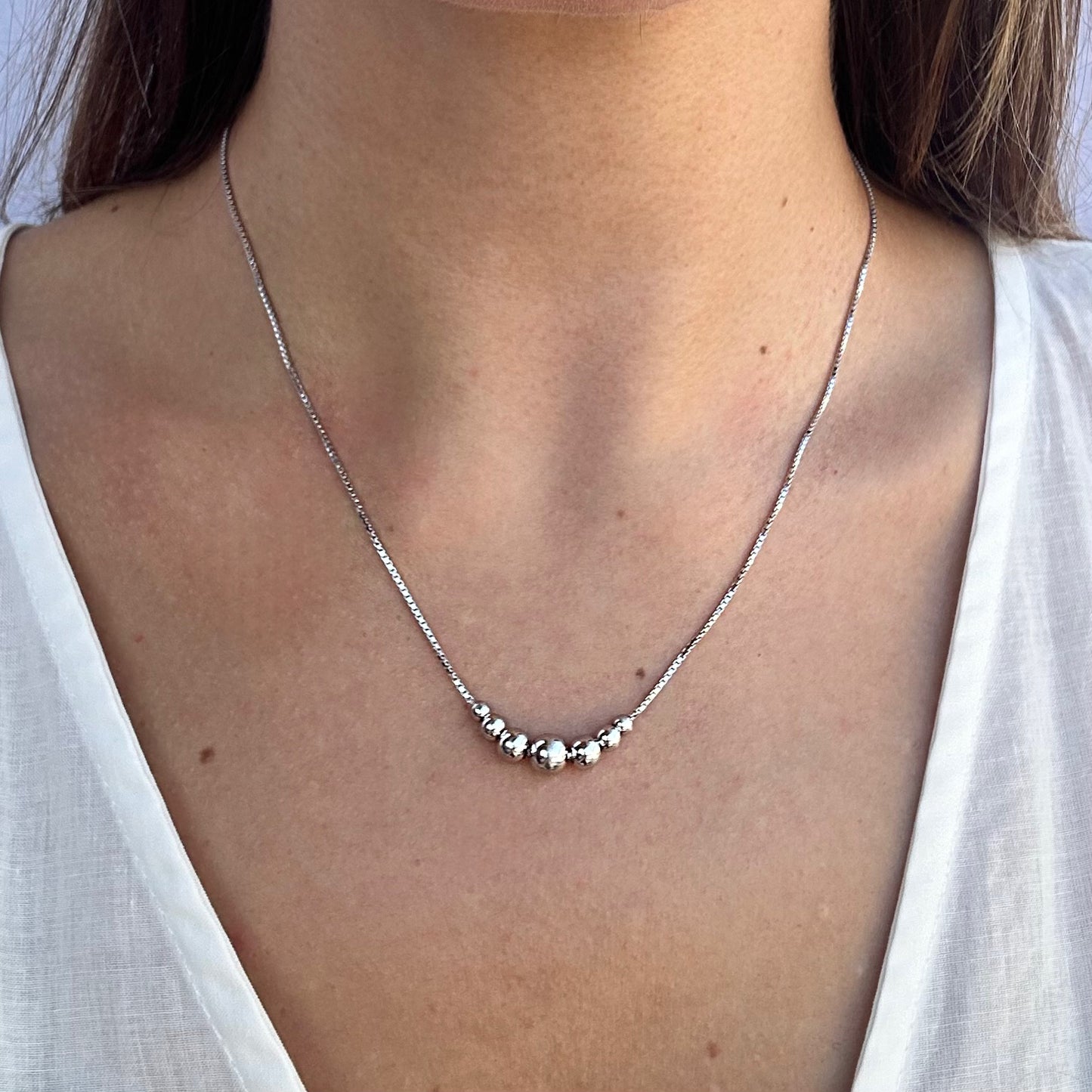 Collana sottile con sfere in argento - Elite Bijoux