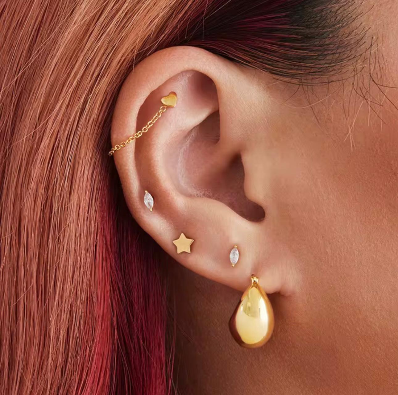 Orecchini A Cerchio Argento 925 A Goccia – 8-9 Mm Interno, Placcato Oro 18k E Rodio, In Confezione Regalo